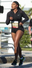1st Annual South Beach Serena Williams Ultimate Run: Serena looking fit and beautiful in her Nike Shorts...motivating fellow competitors with a glimpse of her long, muscular legs.